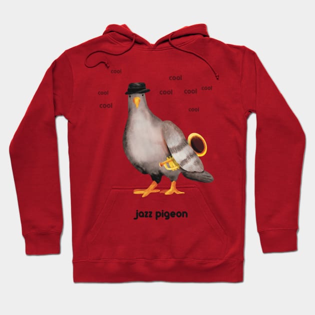 Jazz Pigeon (trans for light backgrounds) Hoodie by Flockadoodle